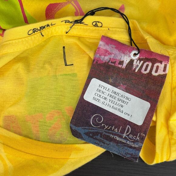 Christian Audigier Crystal Rock Y2K Shirt Women Large Hippie Free Spirit Top NEW - Picture 3 of 14